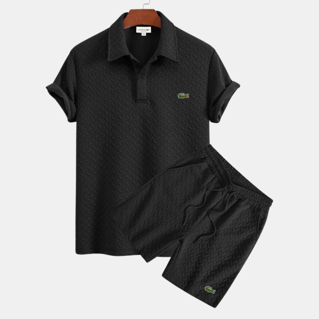 Gestructureerde Polo en Short Set