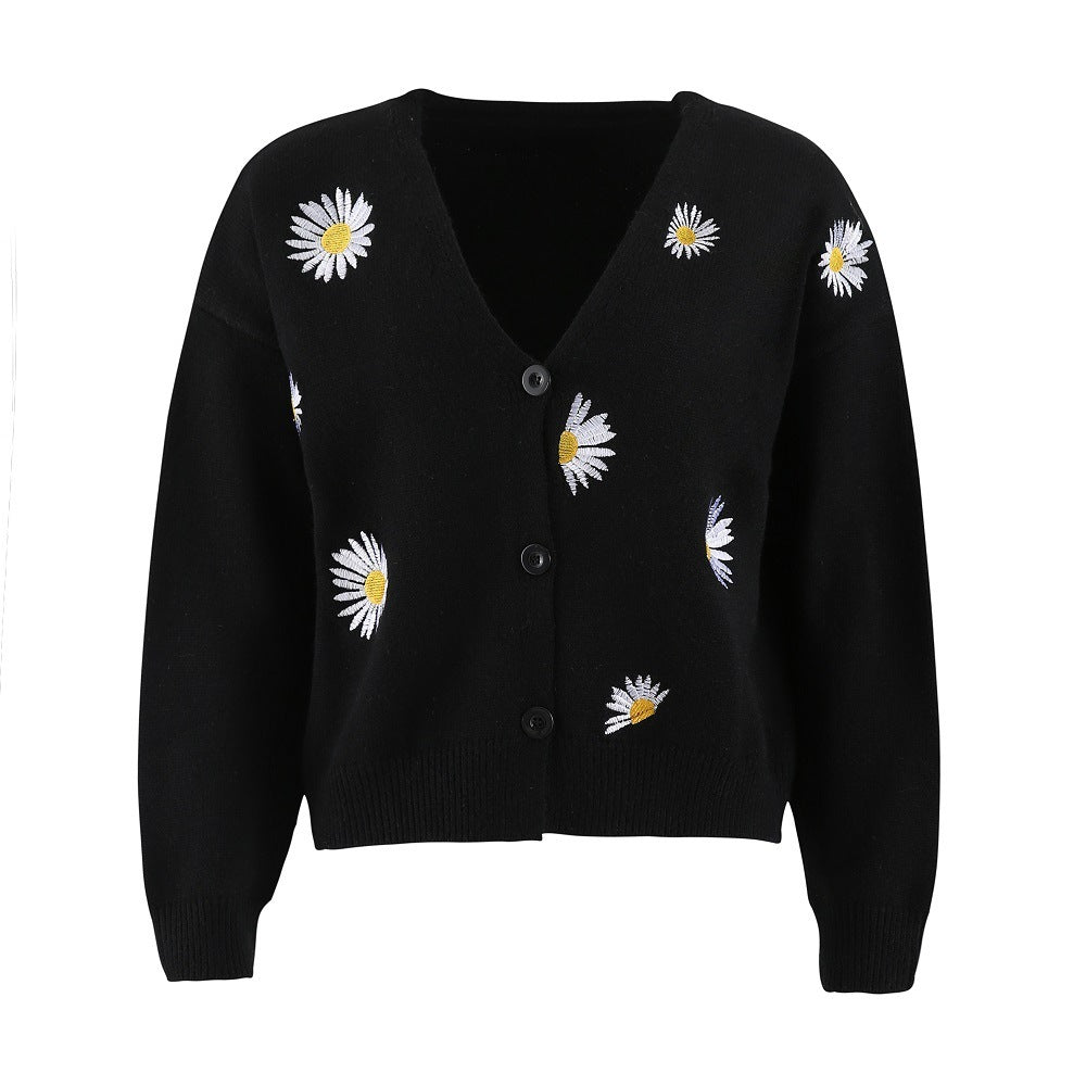 Femyza Embroidered Chrysanthemum Cardigan
