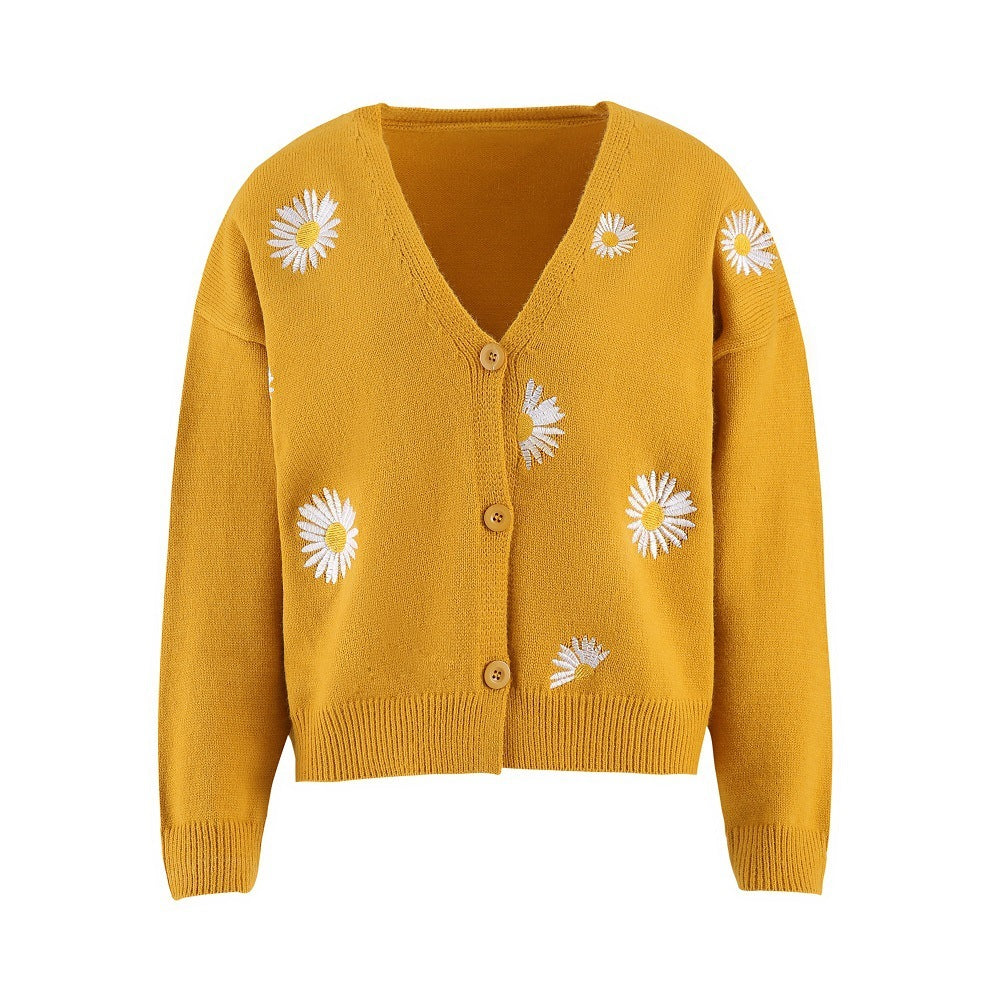 Femyza Embroidered Chrysanthemum Cardigan