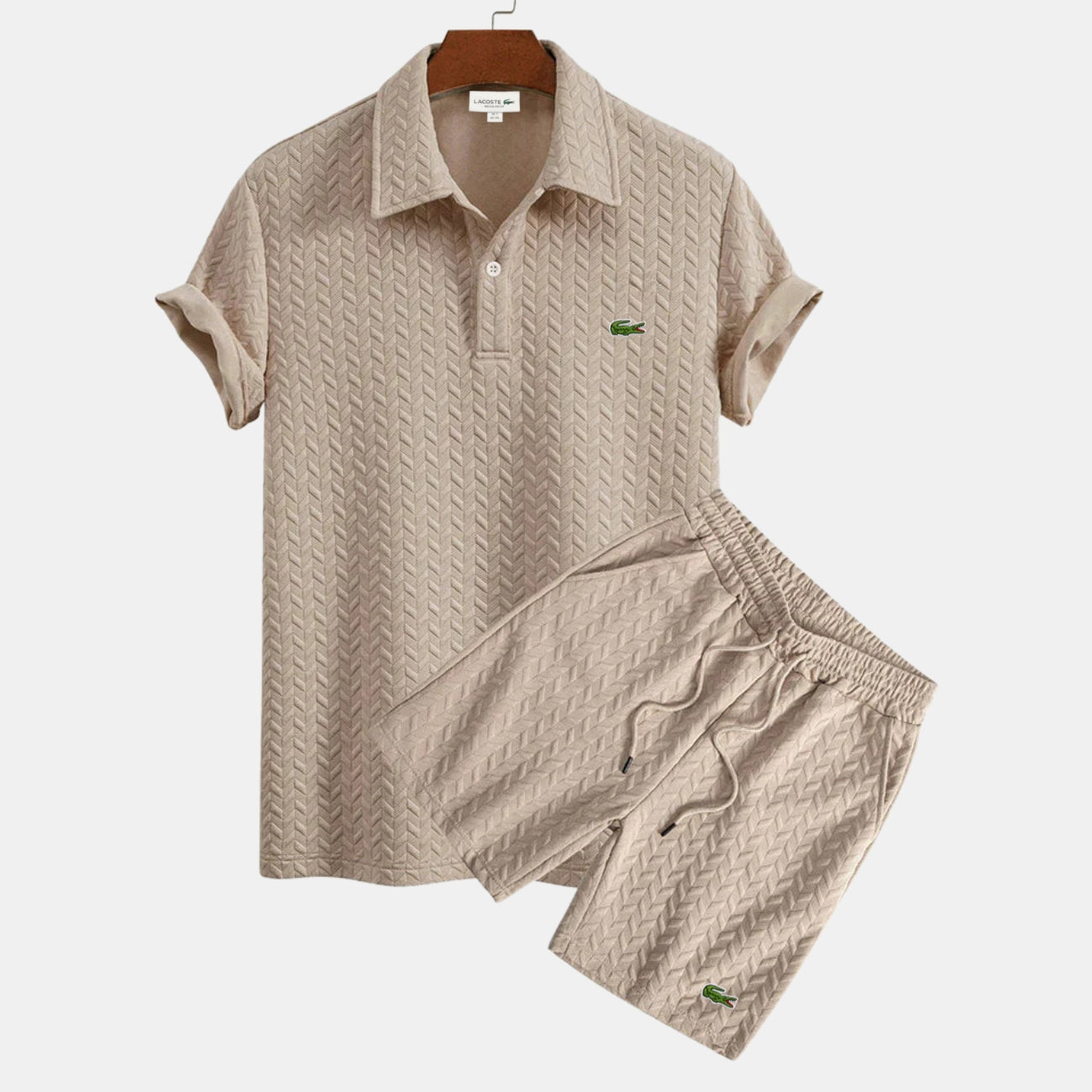 Gestructureerde Polo en Short Set