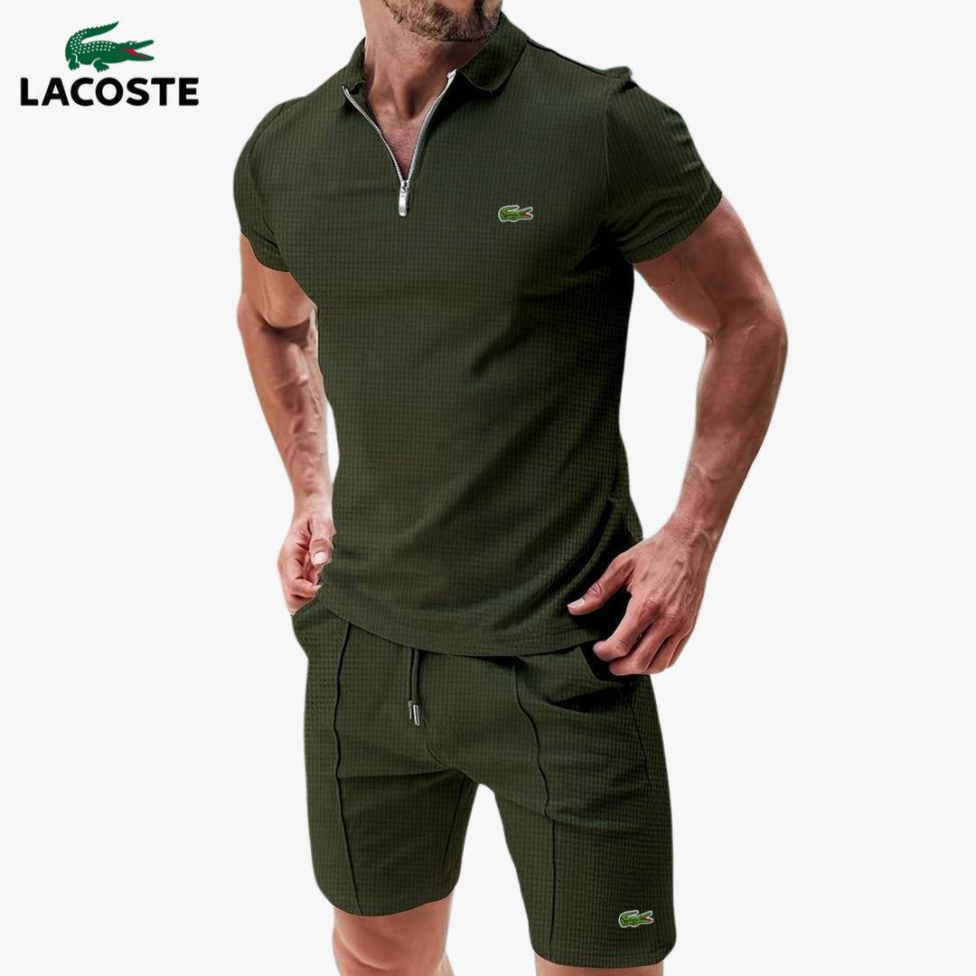 Polo met rits en korte broek set