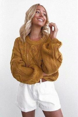 Femyza Women’s Round Collar Flower Sweater