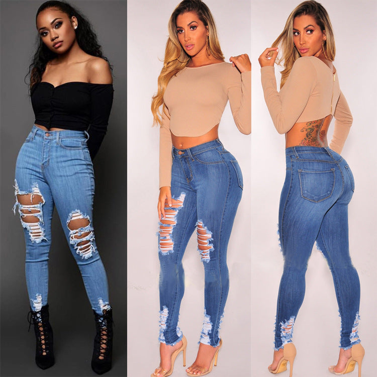 Femyza Cotton Elastic Ripped Pants