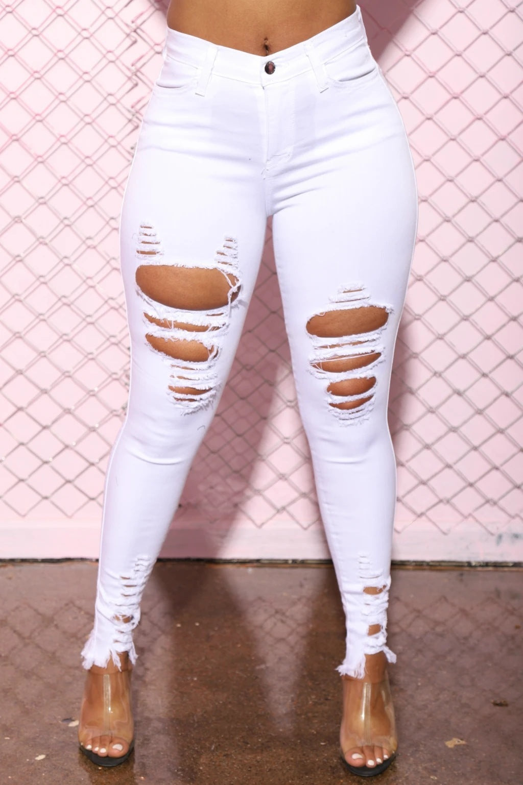 Femyza Cotton Elastic Ripped Pants