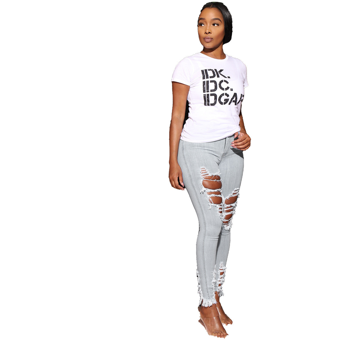 Femyza Cotton Elastic Ripped Pants