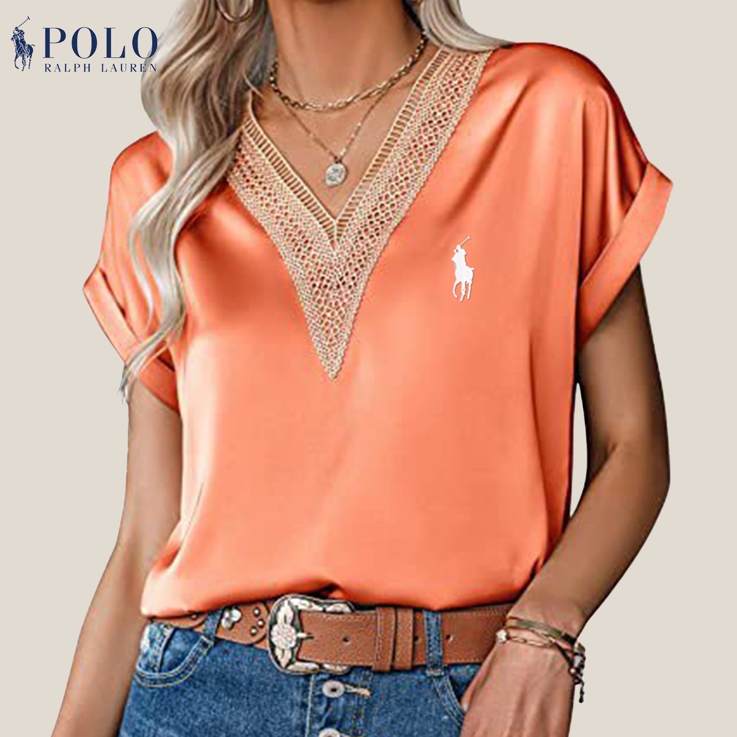 Blouse met Kant en V-hals