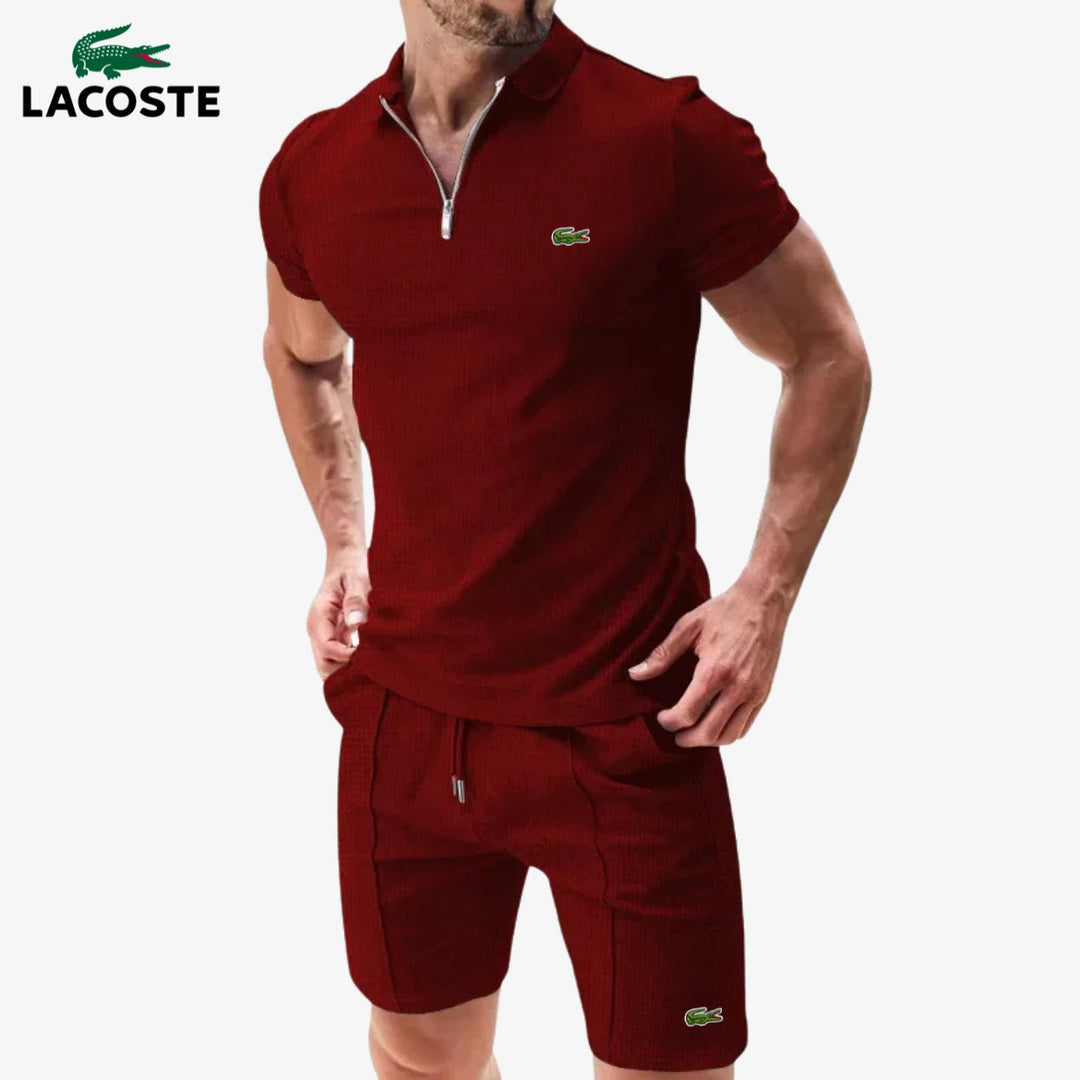 Polo met rits en korte broek set