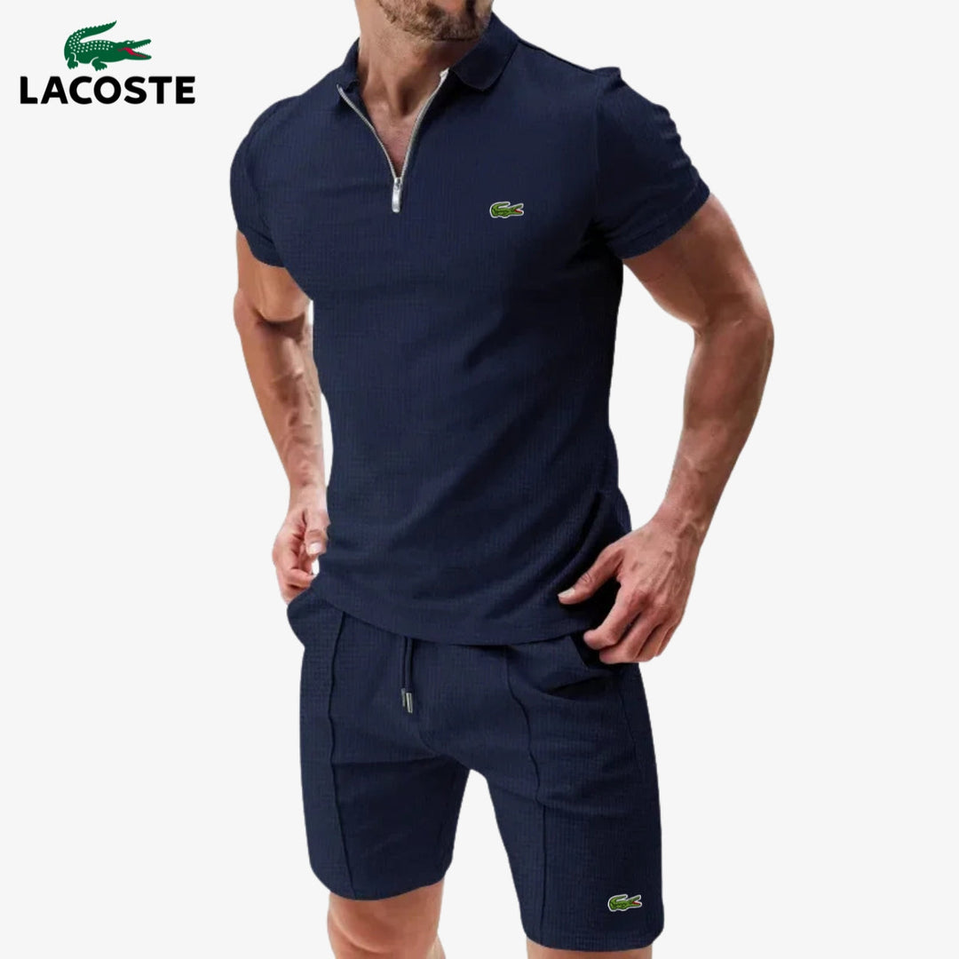 Polo met rits en korte broek set