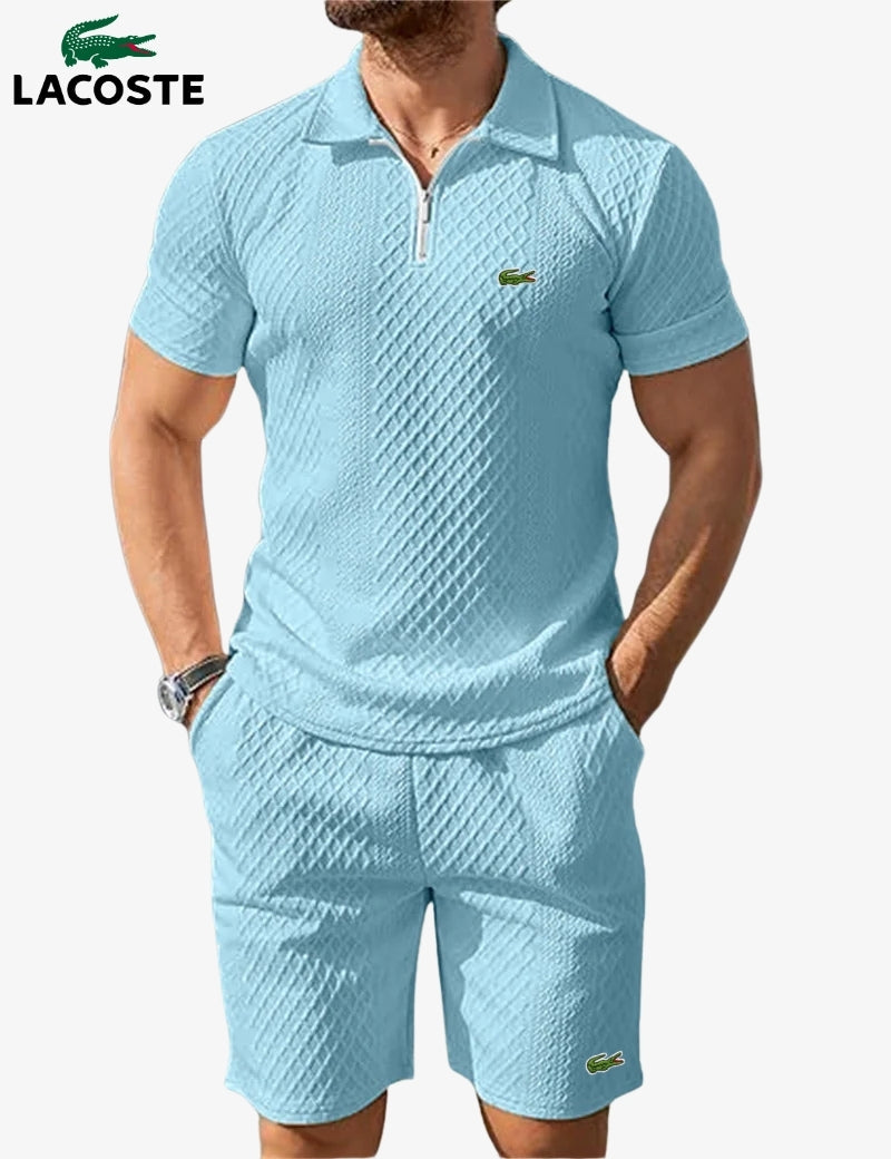 Polo met rits en korte broek set