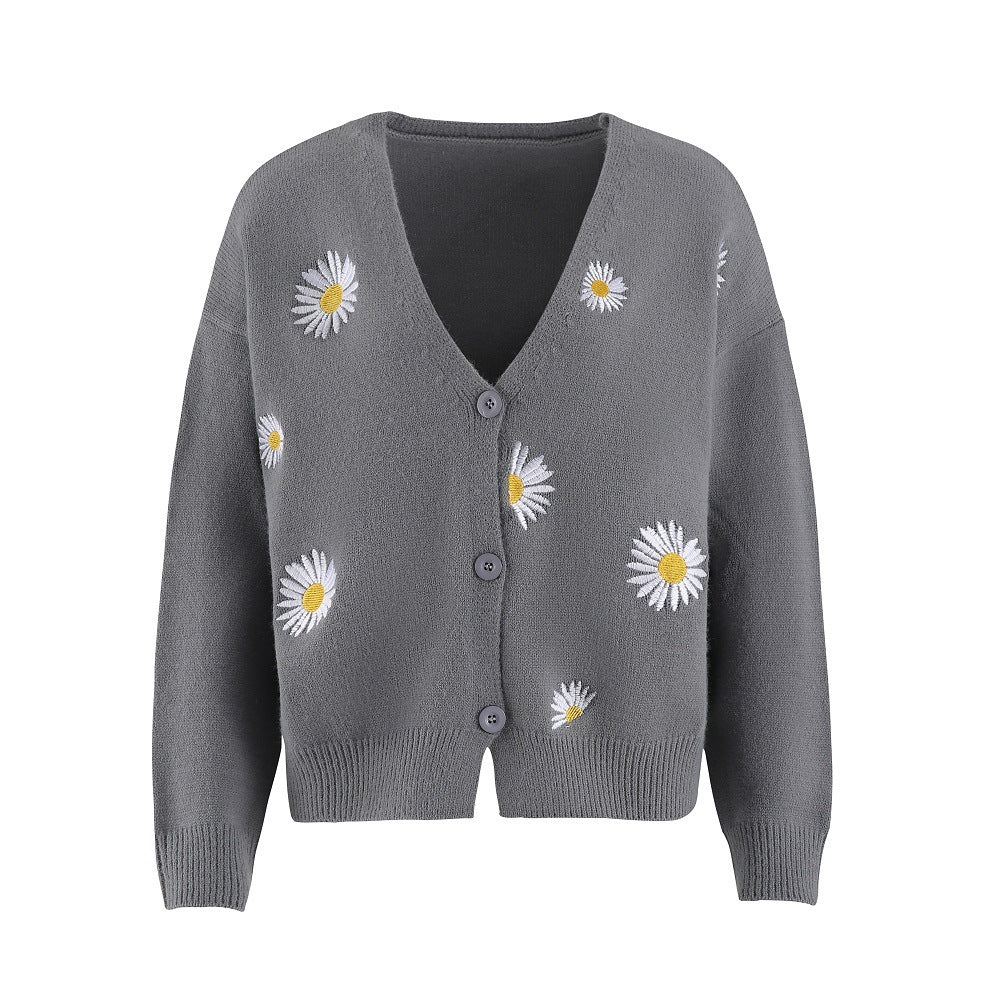 Femyza Embroidered Chrysanthemum Cardigan