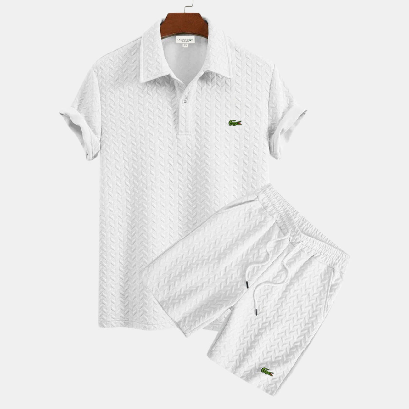 Gestructureerde Polo en Short Set