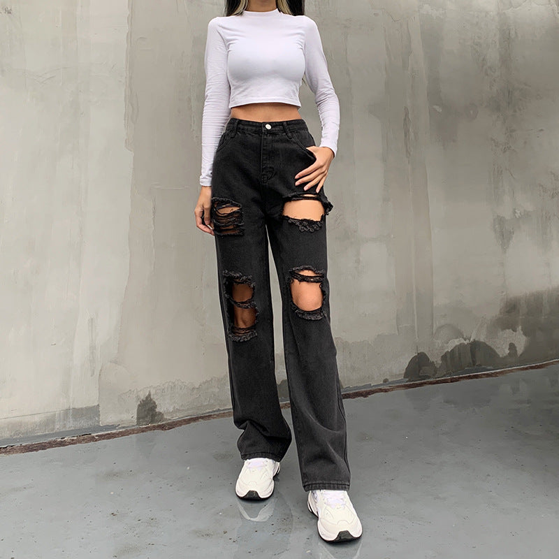 Femyza Ripped Raw Edge Jeans