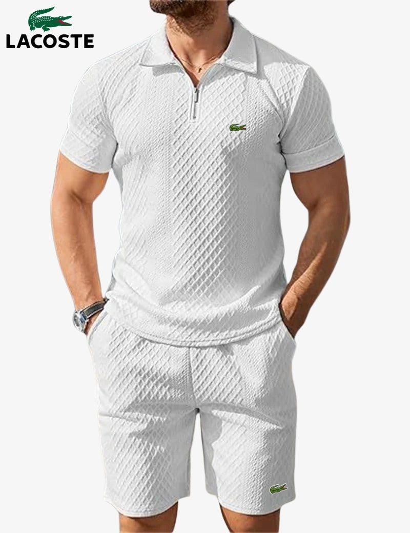 Polo met rits en korte broek set