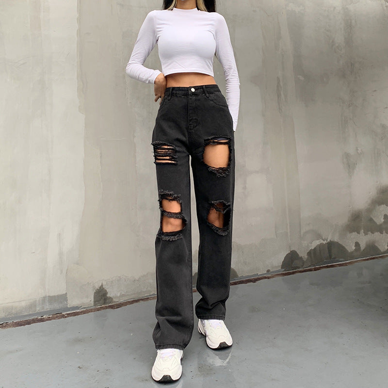 Femyza Ripped Raw Edge Jeans