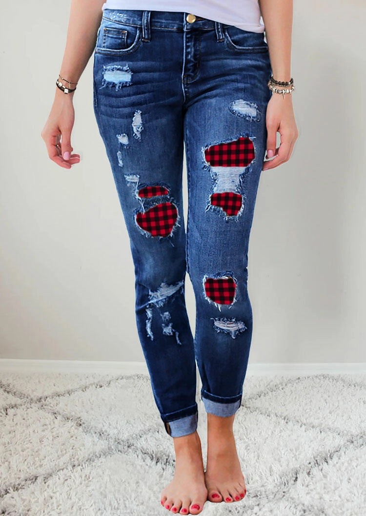 Femyza Printed Stretch Denim Pants