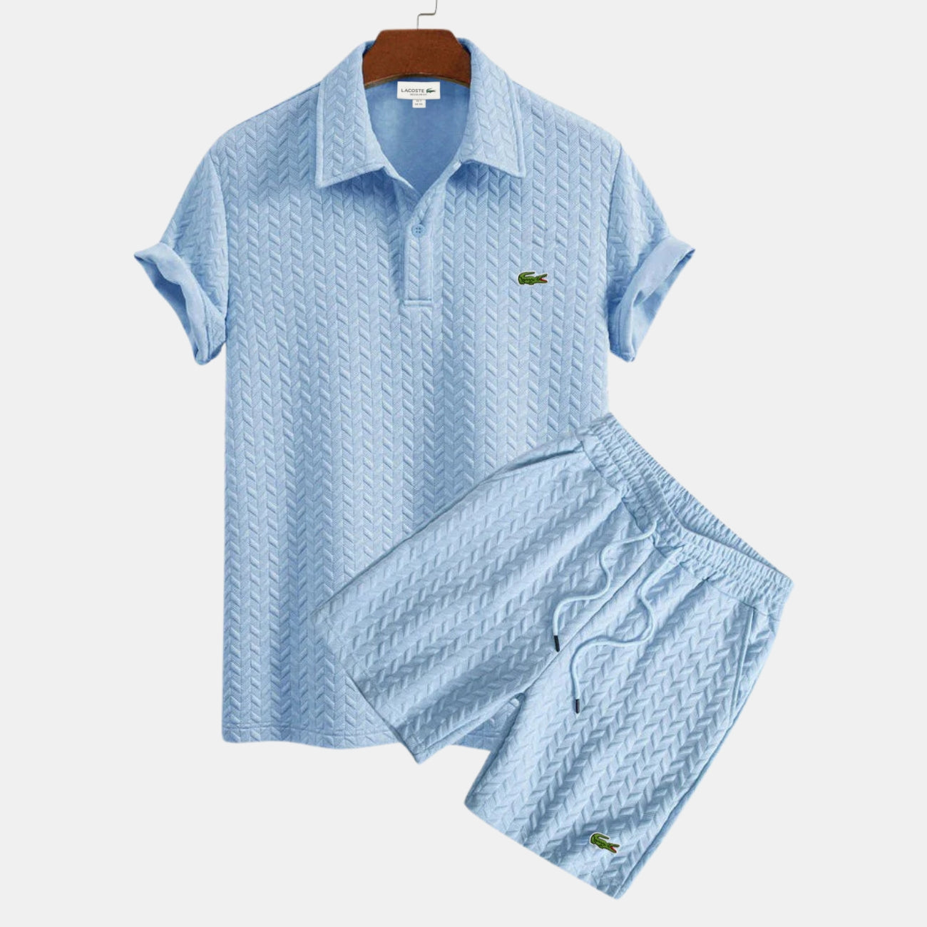 Gestructureerde Polo en Short Set
