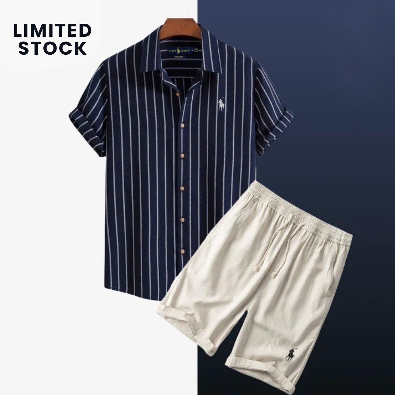 Zomerse Gestreepte Set (Overhemd en Short)