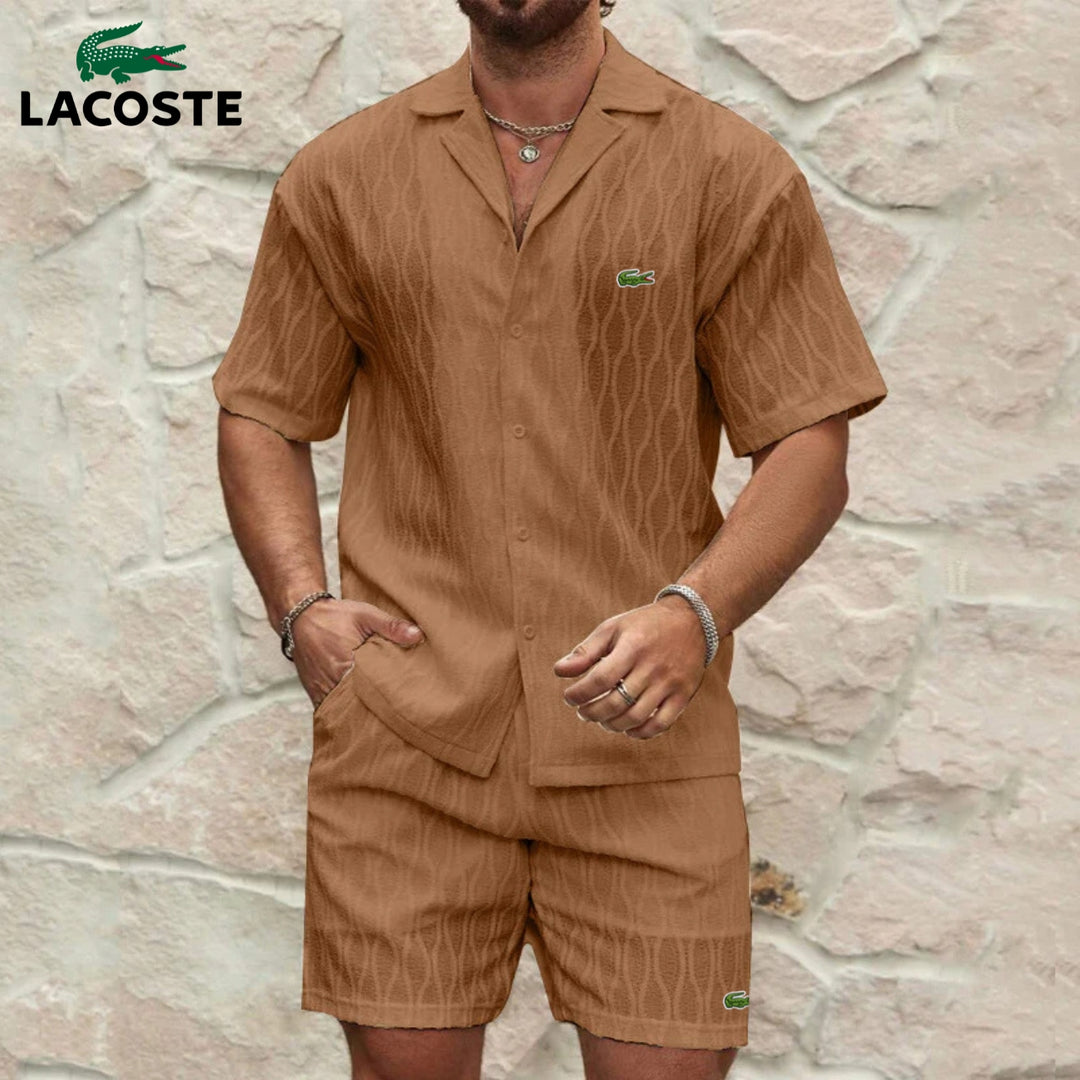 Estivo Set van Gestructureerd Overhemd en Shorts