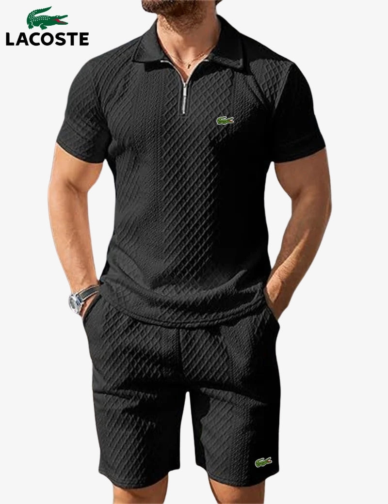 Polo met rits en korte broek set