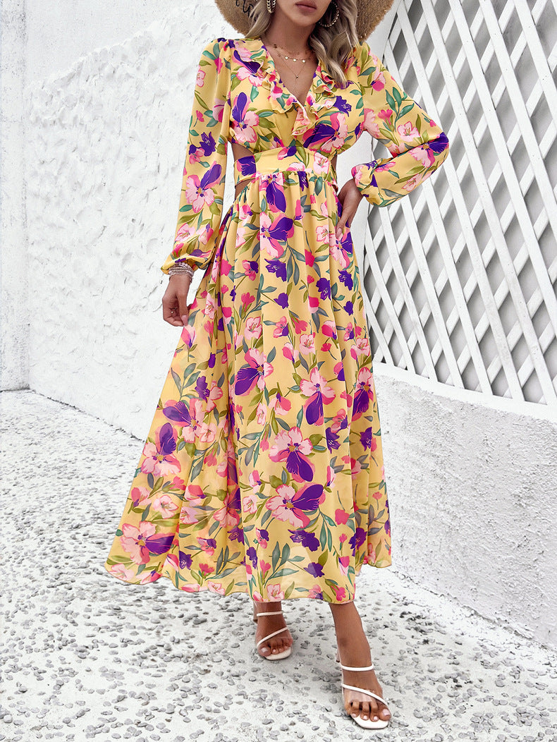 Femyza Floral V-Neck Long Sleeve Dress