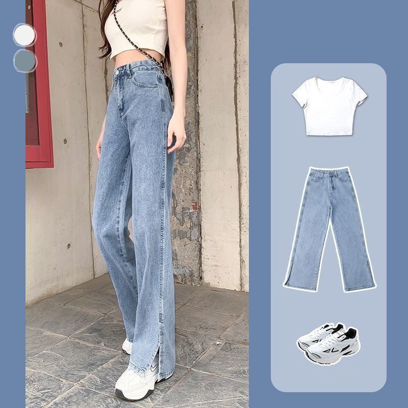 Femyza Split Wide-Leg High Waist Jeans