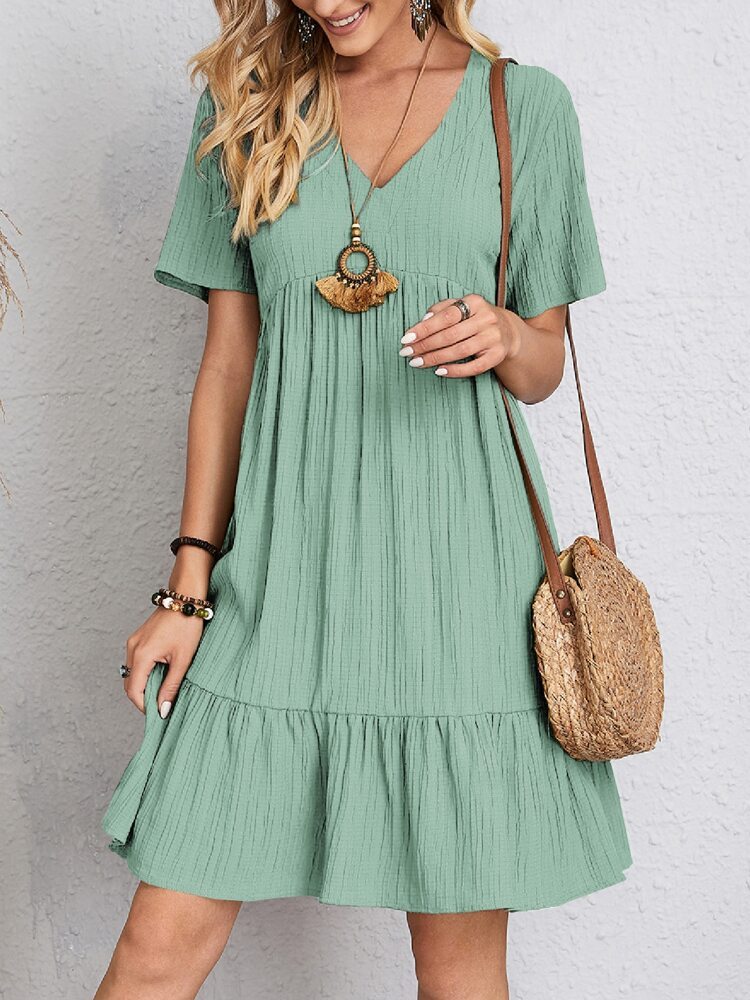 Femyza V-Neck Ruffled Summer Dress