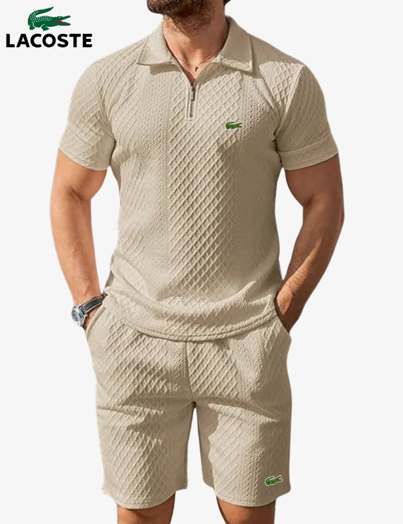 Polo met rits en korte broek set
