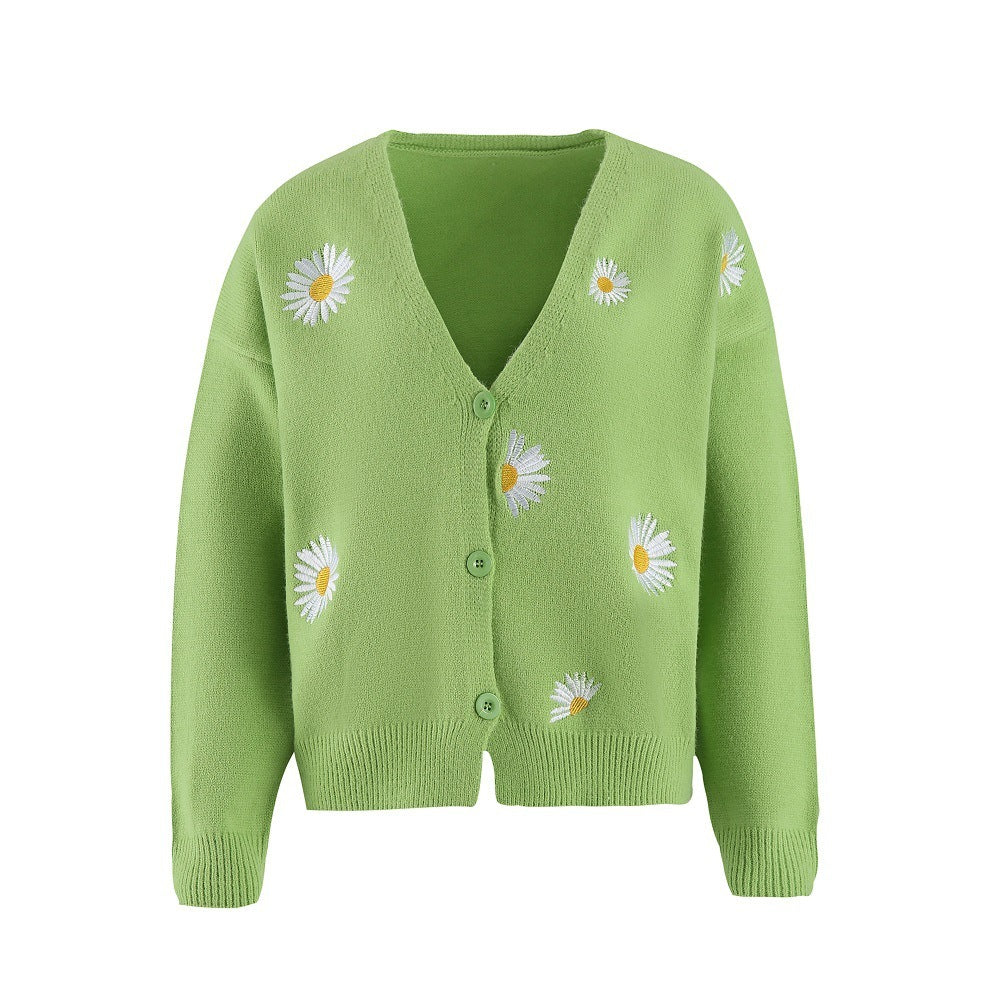 Femyza Embroidered Chrysanthemum Cardigan