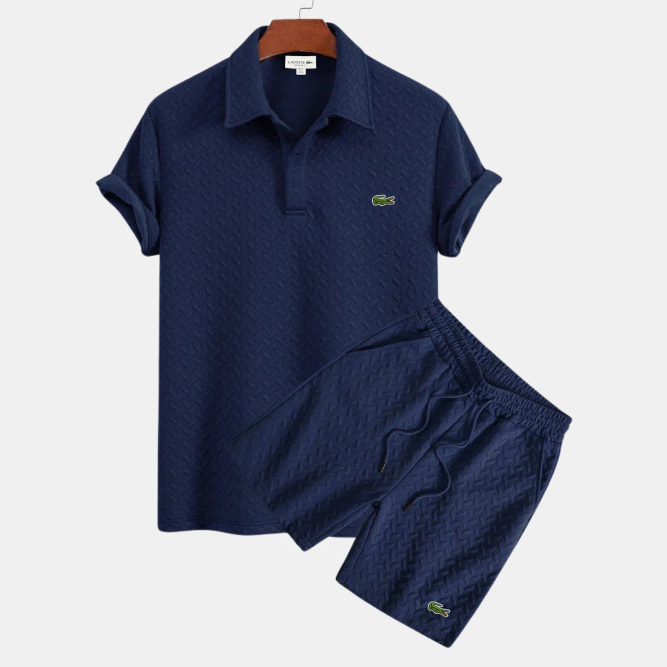 Gestructureerde Polo en Short Set