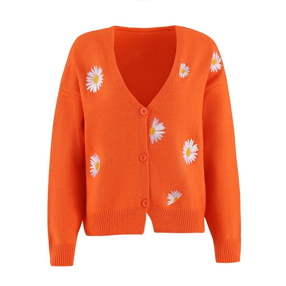 Femyza Embroidered Chrysanthemum Cardigan
