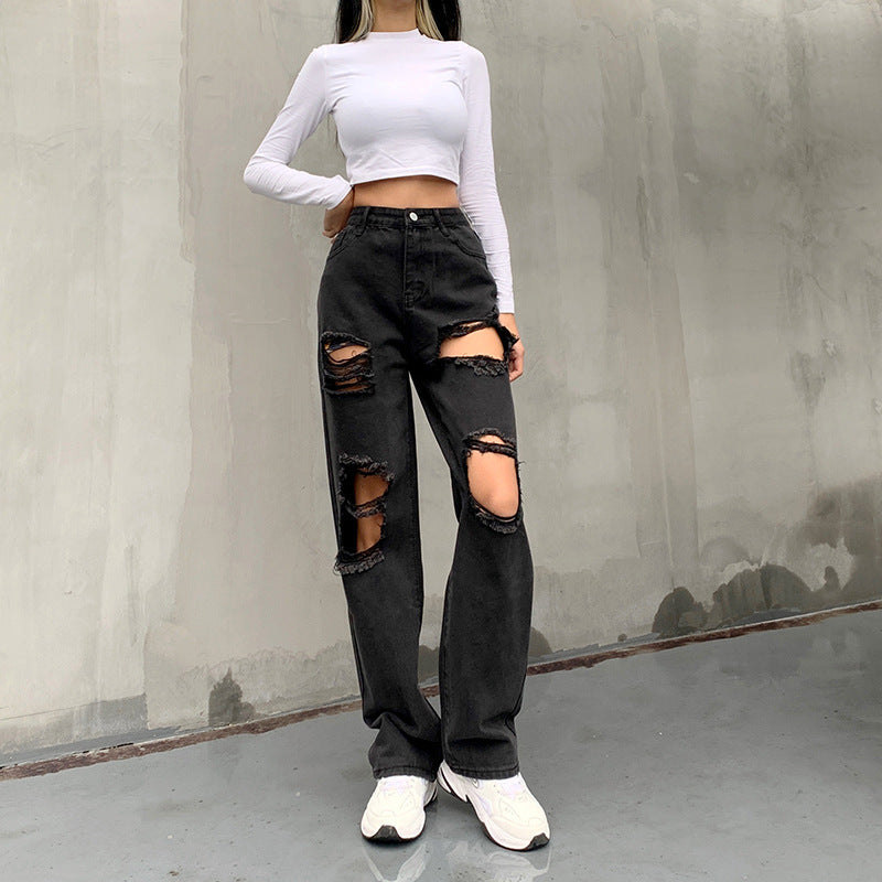 Femyza Ripped Raw Edge Jeans