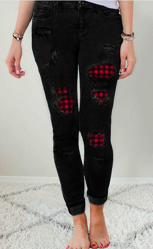 Femyza Printed Stretch Denim Pants