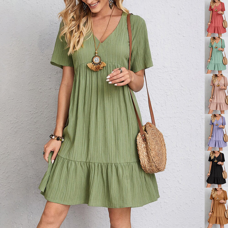 Femyza V-Neck Ruffled Summer Dress