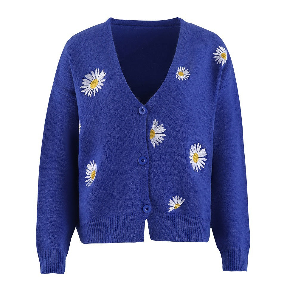 Femyza Embroidered Chrysanthemum Cardigan